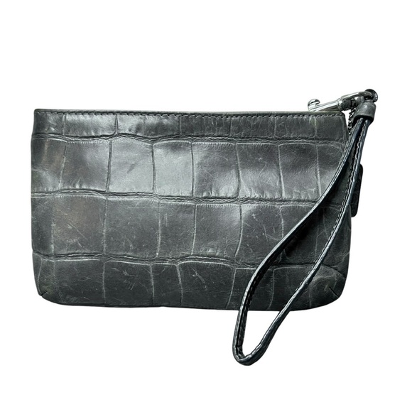 Coach Madison Croc Embossed Gray Wristlet - Picture 3 of 9